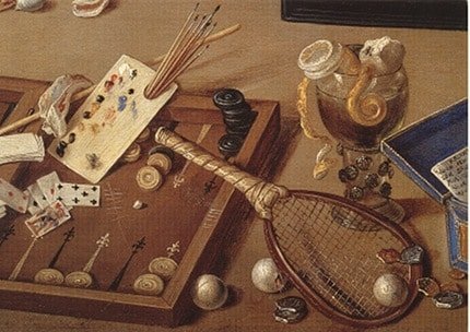 Tableau de Jan van Kessel et Erasmus Quellinus qui représente un jeu de dames avec une raquette de tennis